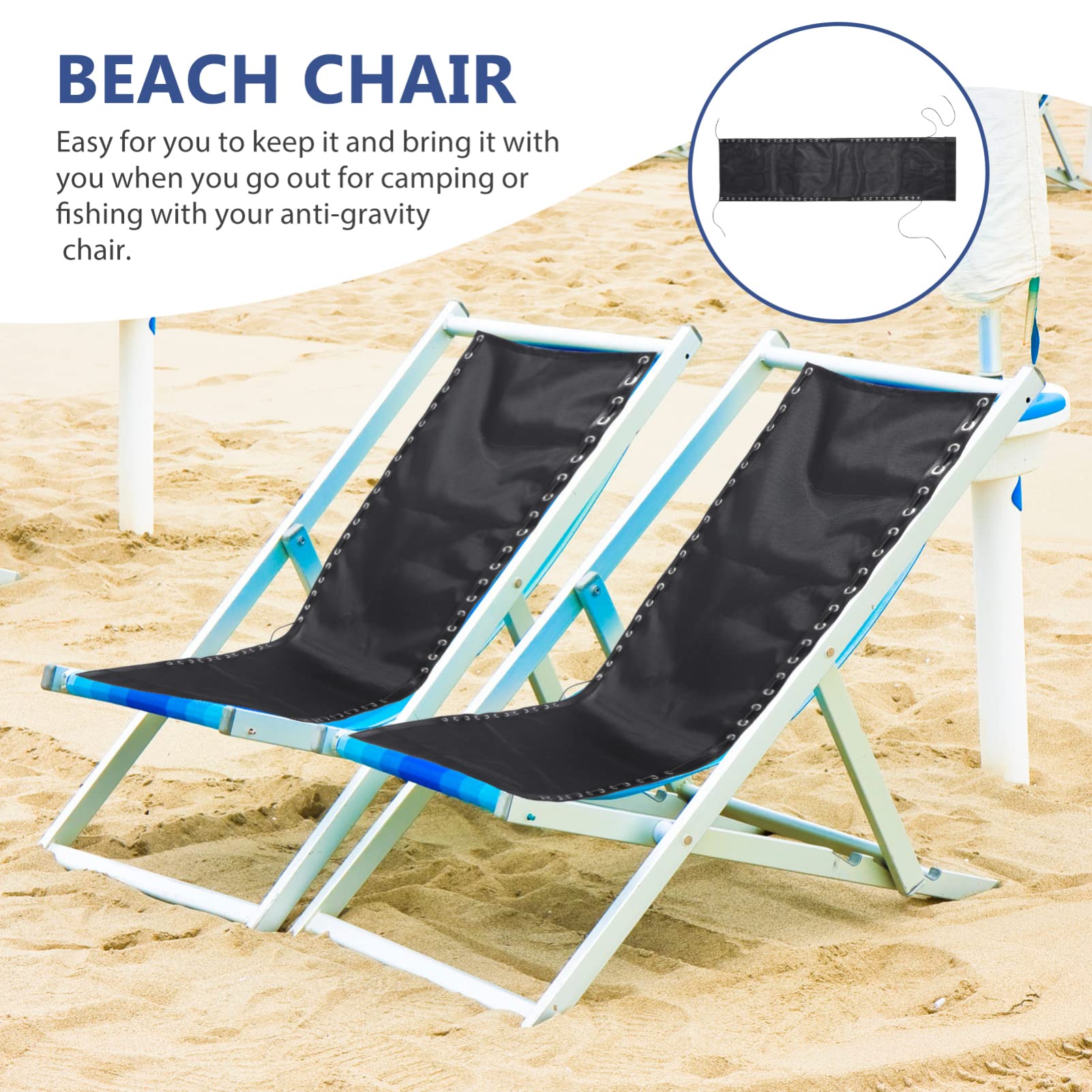 Cabilock Beach Chair Replacement Fabric - Heavy Duty Black Outdoor Chair Cover for Lounge, Recliner & Folding Chairs | Durable Outdoor Accessories for Patio, Poolside, Camping & Beach Relaxation