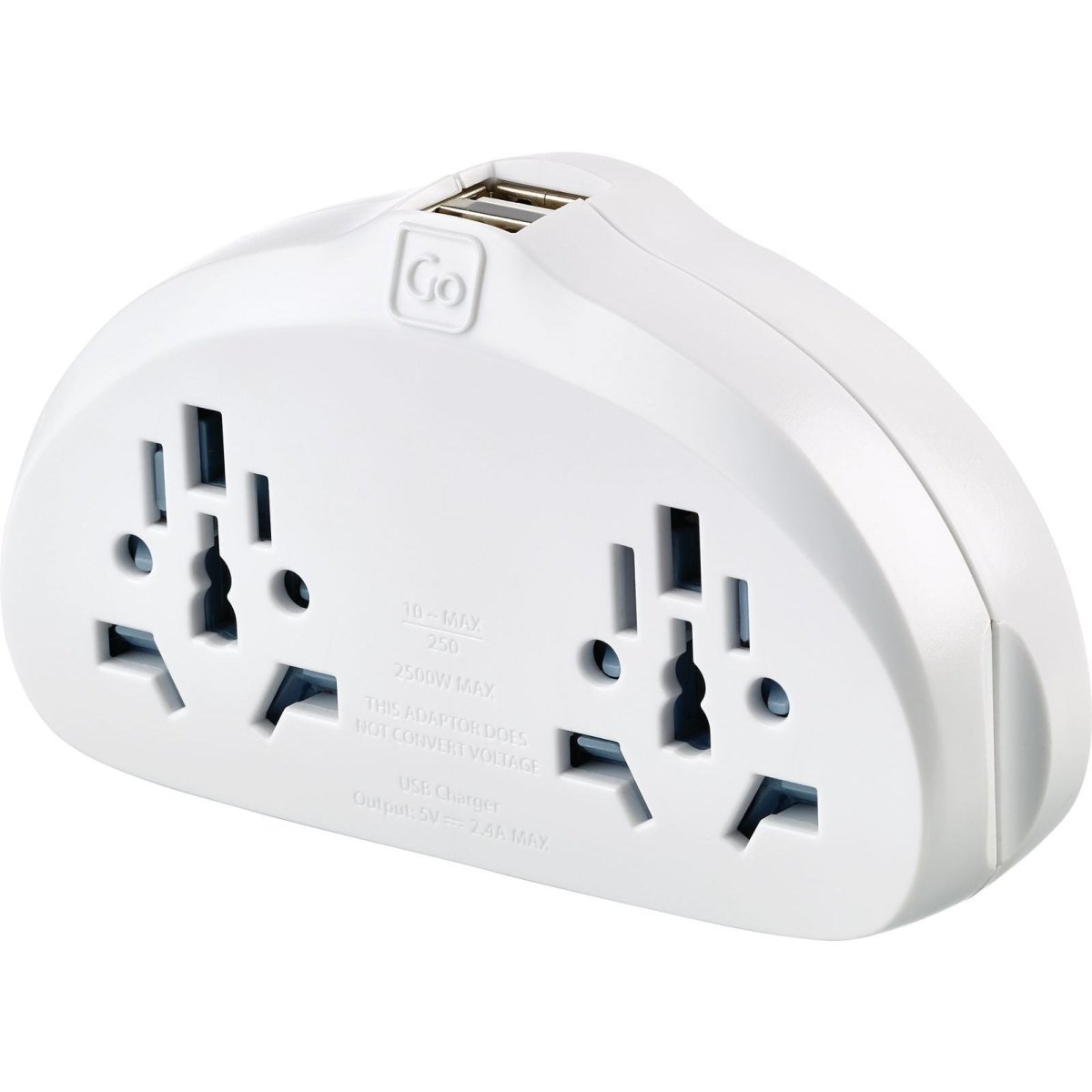 Go Travel World EU Adaptor Duo with Dual USB Ports - Universal Travel Charger for Europe - Perfect for Phones, Tablets & Laptops on Business Trips & Vacations