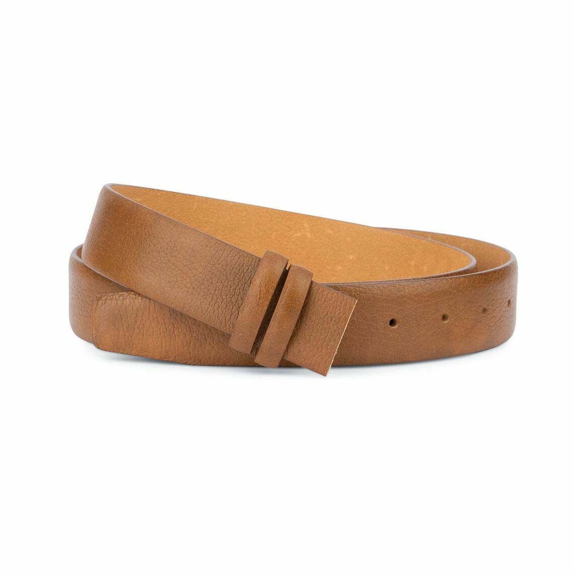 Genuine Calfskin Leather Belt for Men - 35mm Brown Beige Belt Without Buckle, Compatible with Ferragamo | Perfect for Casual Wear, Office & Formal Occasions