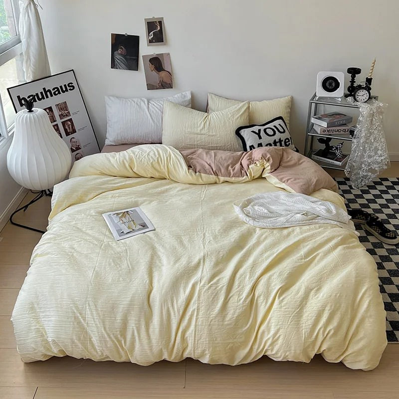 Wrinkle-Free Solid Color Bedding Set - Soft & Durable Queen/King Size - Perfect for Modern Bedrooms & Guest Rooms