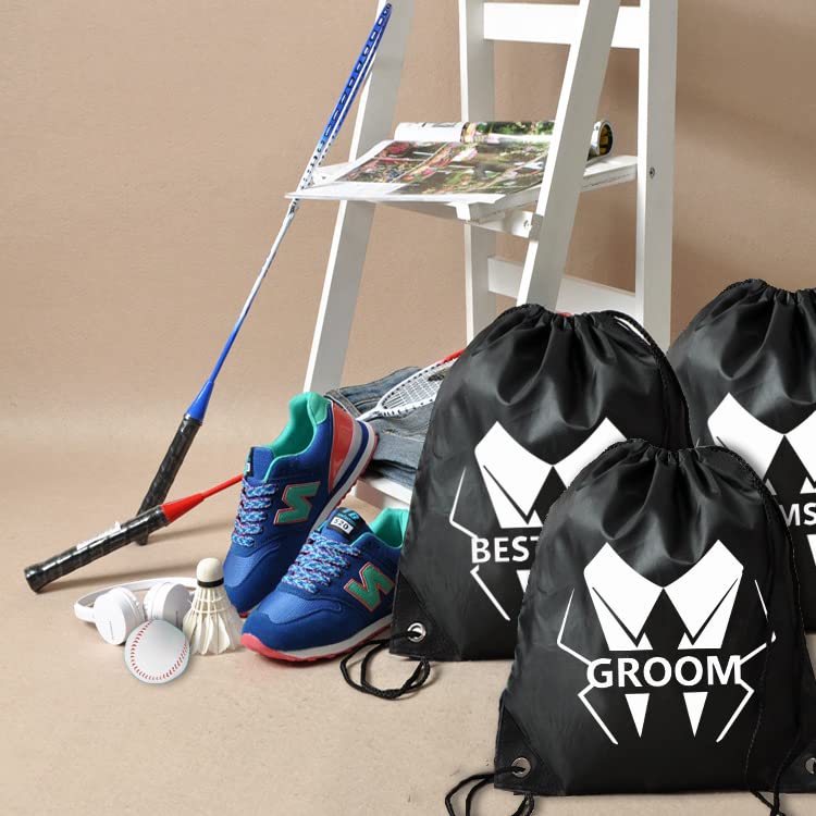 LADY & HOME 7-Pack Premium Groomsmen Proposal Gift Set - Drawstring Suit Bags for Best Man & Wedding Party - Perfect for Bridal Shower, Bachelor Party & Wedding Gifts (LJ-B)