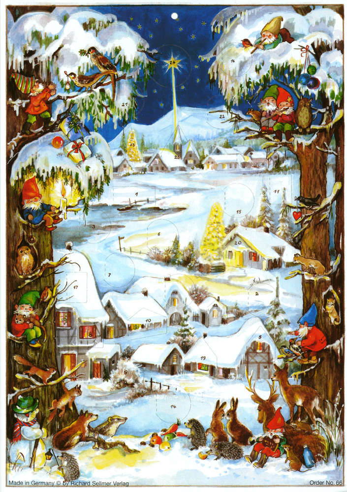 Traditional German Advent Calendar - Medium Size with Old World Villages & Nature Scenes | Perfect for Christmas Countdown, Holiday Decor & Gift Giving