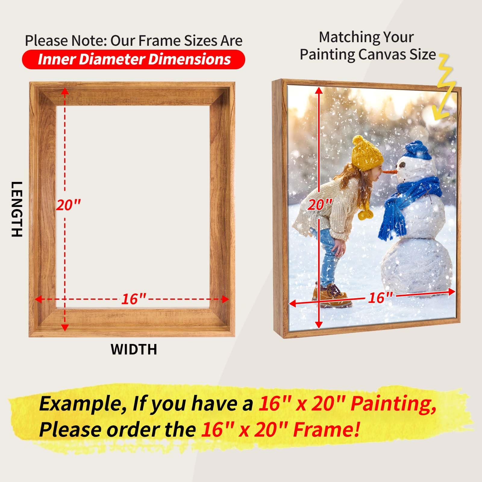 Sunwes Canvas Floater Frames - 1 1/4 Inch Deep Custom Size Floating Frame for Stretched Canvas Art | Wall Decor, Home Art Display & Perfect Christmas Gift for Art Lovers