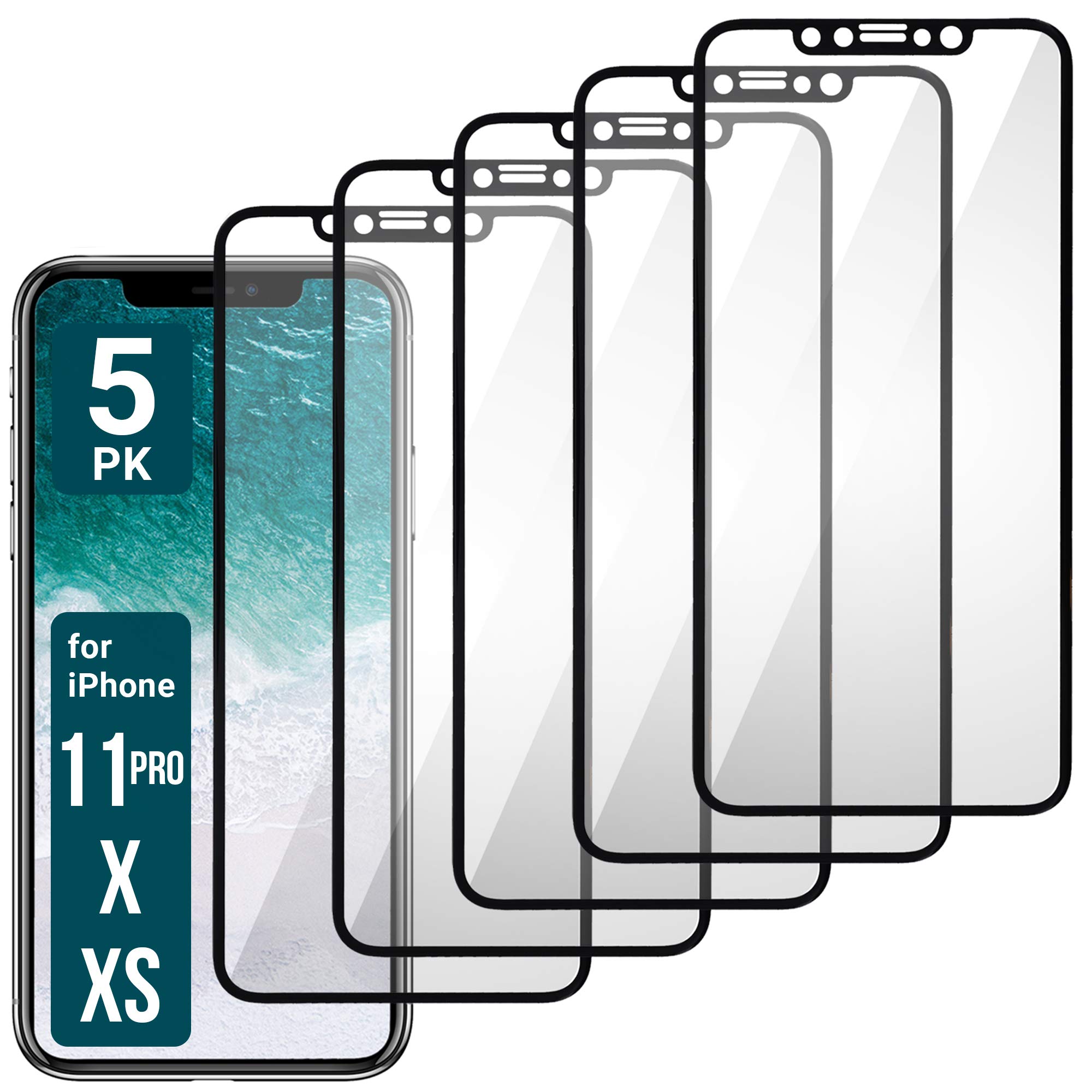 Aduro Tempered Glass Screen Protector for Apple iPhone 11 Pro/iPhone X/XS - 5 Pack Shatterproof Film with HD Clarity & Bubble-Free Installation - Perfect for Everyday Use, Gaming & Outdoor Activities
