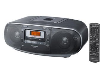 Panasonic RX-D55GC-K High Power Portable Boombox Stereo System with AM/FM Radio, MP3 CD Player, Tape Recorder, USB & Music Port - 2-Way 4-Speaker Sound (Black) - Perfect for Home, Office, Parties & Outdoor Use