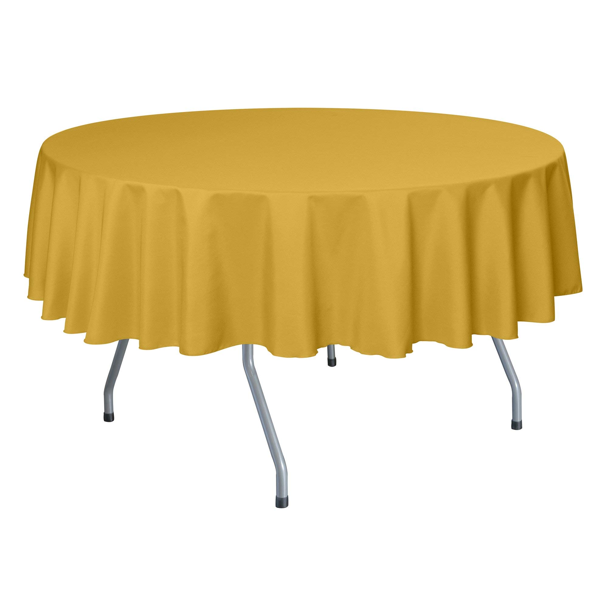 Goldenrod 84-Inch Round Polyester Tablecloth - 2 Pack for Dining & Events