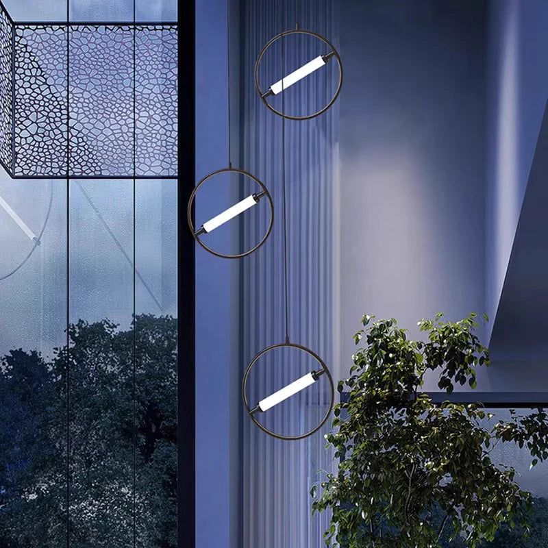 Modern LED Sphere Staircase Chandelier - Energy Efficient Dimmable Hanging Light Fixture for Home, Hotel, and Restaurant Decoration | Perfect for Foyer, Stairwell, and Luxury Interior Lighting