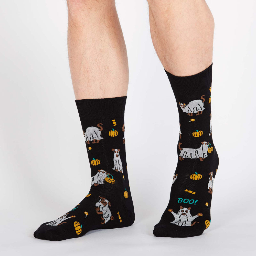 Fun Halloween Crew Socks for Men - Trick or Treat Design - Comfortable & Durable Cotton Socks for Costume Parties, Gifts & Everyday Wear