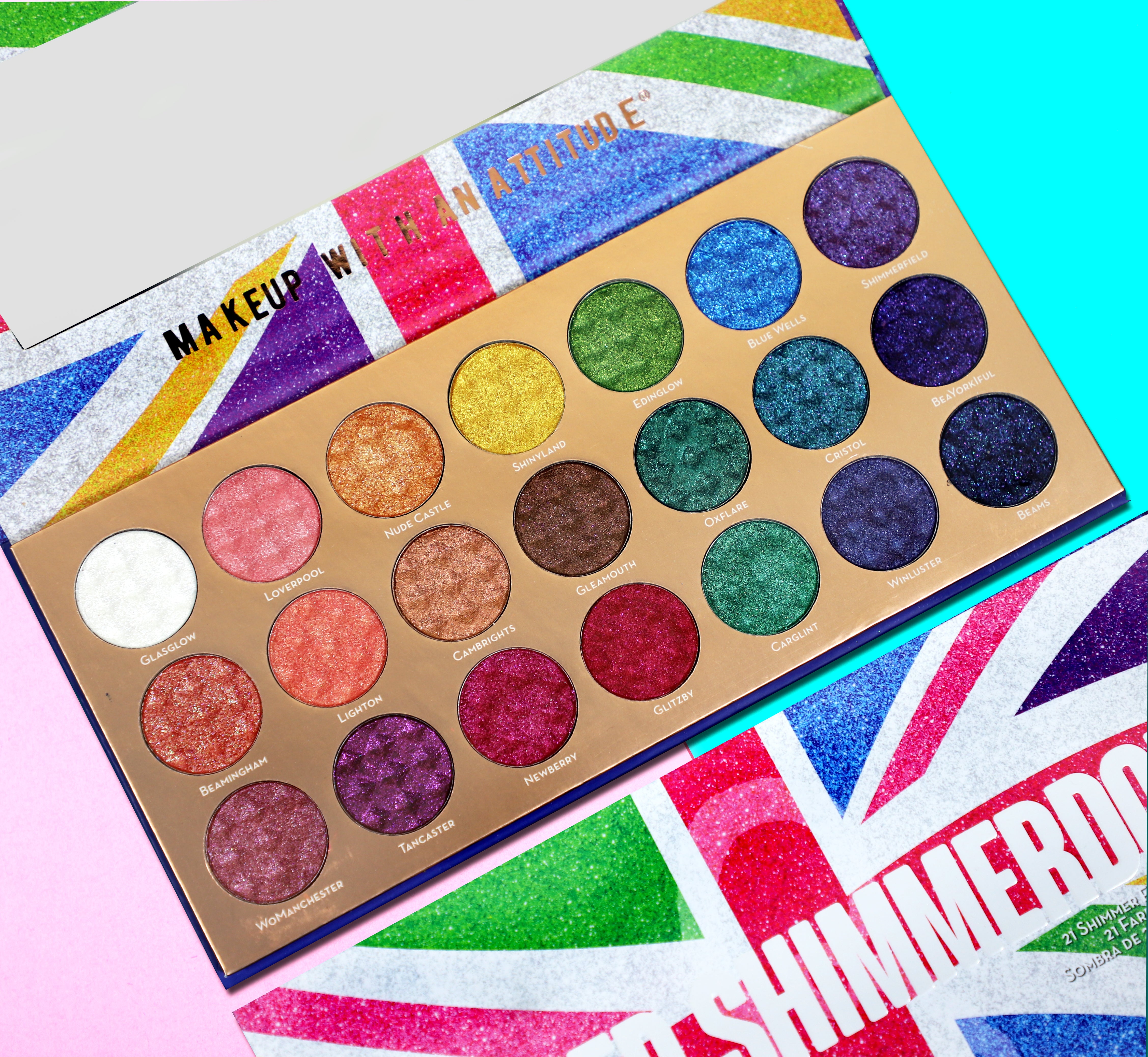 United Shimmerdom 21-Color Shimmer Eyeshadow Palette - Long Lasting Pigmented Makeup for Party, Wedding & Night Out