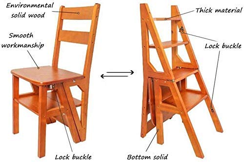Solid Wood Folding Step Stool - Adjustable 4-Step Multifunctional Ladder Stool for Home, Kitchen, Bathroom & Storage - Compact & Space-Saving Design (Size C)