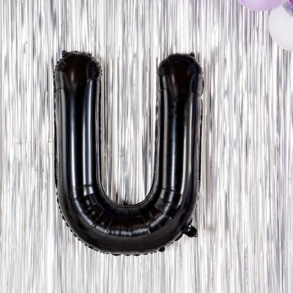 Balloonify Black Mylar Letter U Balloon - 40 Inch Large Foil Alphabet Balloon for Birthday Party Decorations, Baby Showers, Graduation Celebrations & Photo Backdrops (1 Count)
