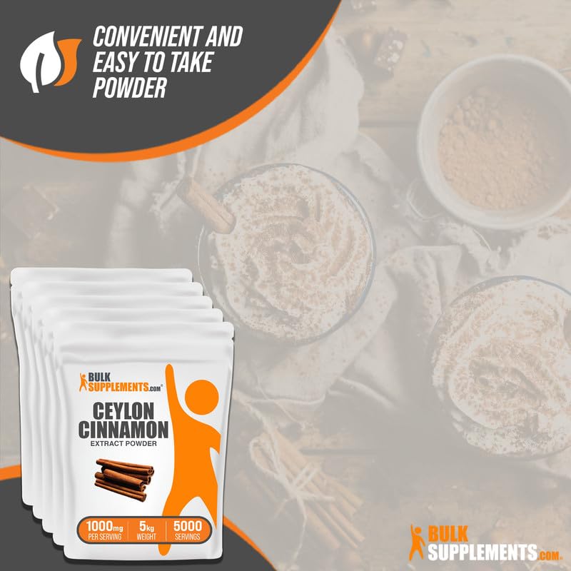 Premium Ceylon Cinnamon Extract Powder 5kg (11 lbs) - 100% Pure Ceylon Cinnamon Supplement, 1000mg per Serving - Gluten Free, Soy Free, Non-GMO - Ideal for Baking, Smoothies & Wellness Drinks
