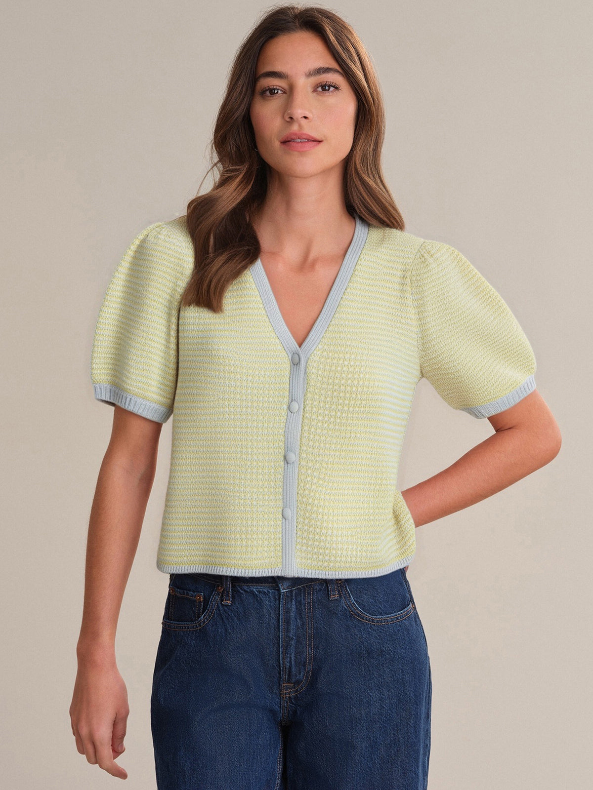 Ely Women's Puff Sleeve Cotton Cardigan - Soft Knit Open Front Sweater for Fall & Winter - Perfect for Office, Date Night and Casual Outfits