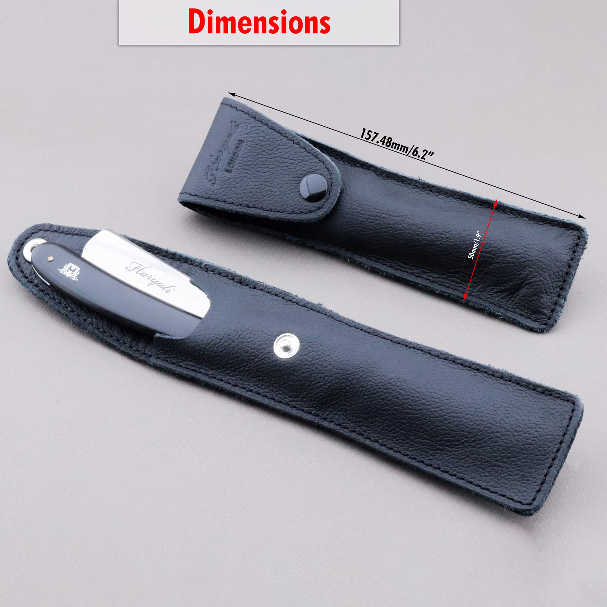 Haryali London Straight Razor Case - Premium Black Leather Travel Protective Case for Cut Throat Razor - Durable Leather Finish for Barber Shops & Home Grooming