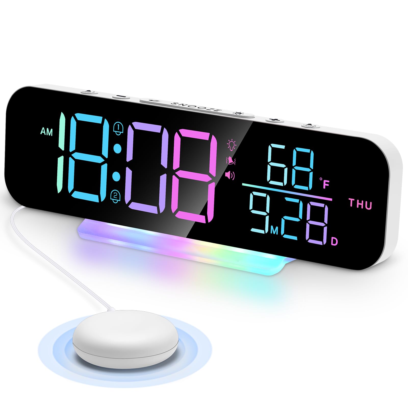**Cadmos Super Loud Vibrating Alarm Clock with Bed Shaker - Extra Loud & Strong Vibrations for Heavy Sleepers, Hearing Impaired & Deaf - Large LED Digital Display, Night Light - Perfect for Adults, Kids, Teens - Ideal for Bedrooms, Living Room (White)**    *(Use Cases: Wake up on time with powerful vibrations and loud alarms, perfect for deep sleepers, hearing impaired individuals, or anyone needing a reliable alarm. Great for bedrooms, dorm rooms, or home offices.)*