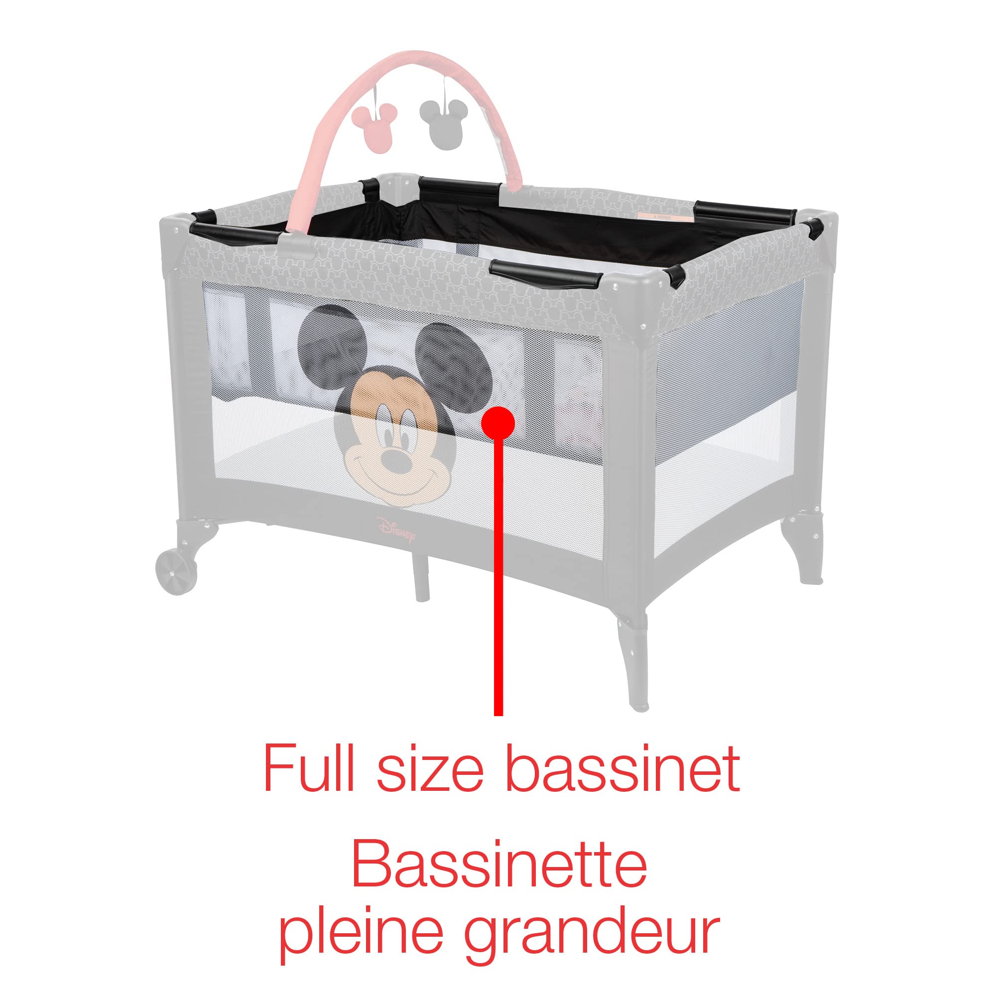 Disney Baby Peeking Mickey Playard - Portable Playpen for Infants & Toddlers, Safe Indoor/Outdoor Play Space for Home, Travel & Daycare