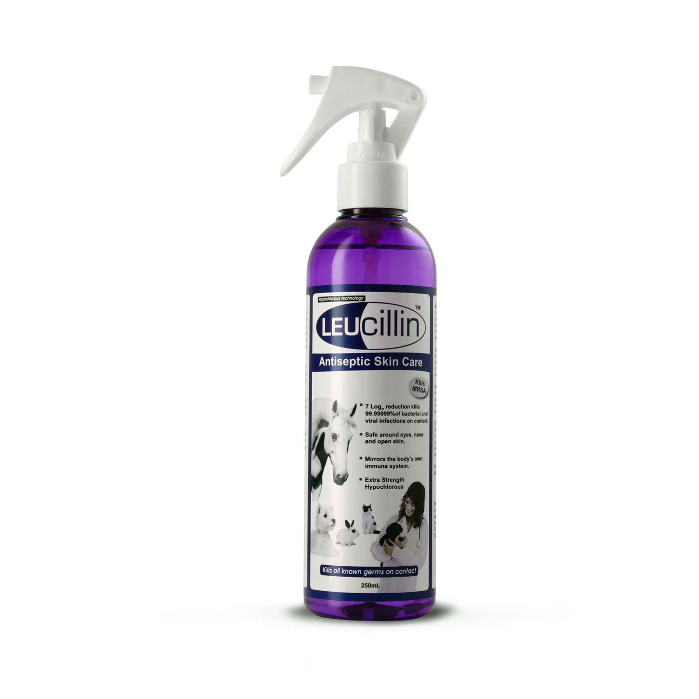 Leucillin Antiseptic Skin Care Spray for Dogs, Cats & Pets | Wound Care, Hot Spots & Skin Irritation Relief | Vet-Recommended Solution for All Animals