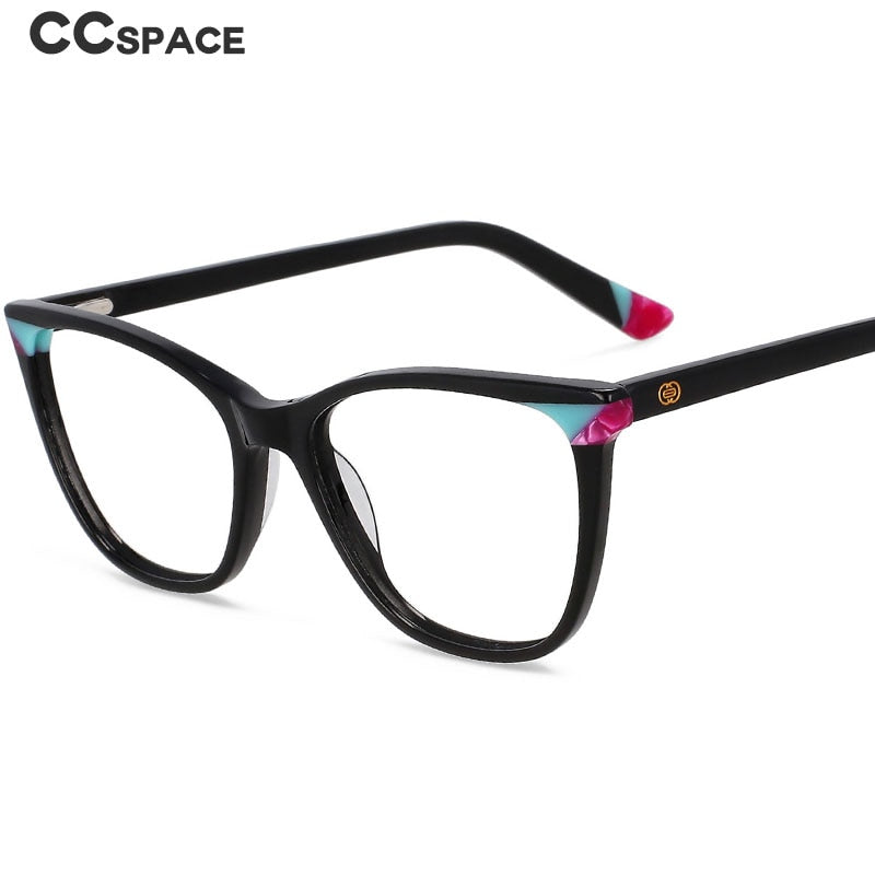 CCspace Unisex Full Rim Small Square Acetate Eyeglasses Frame 55566 - Lightweight & Durable for Reading, Work & Everyday Use
