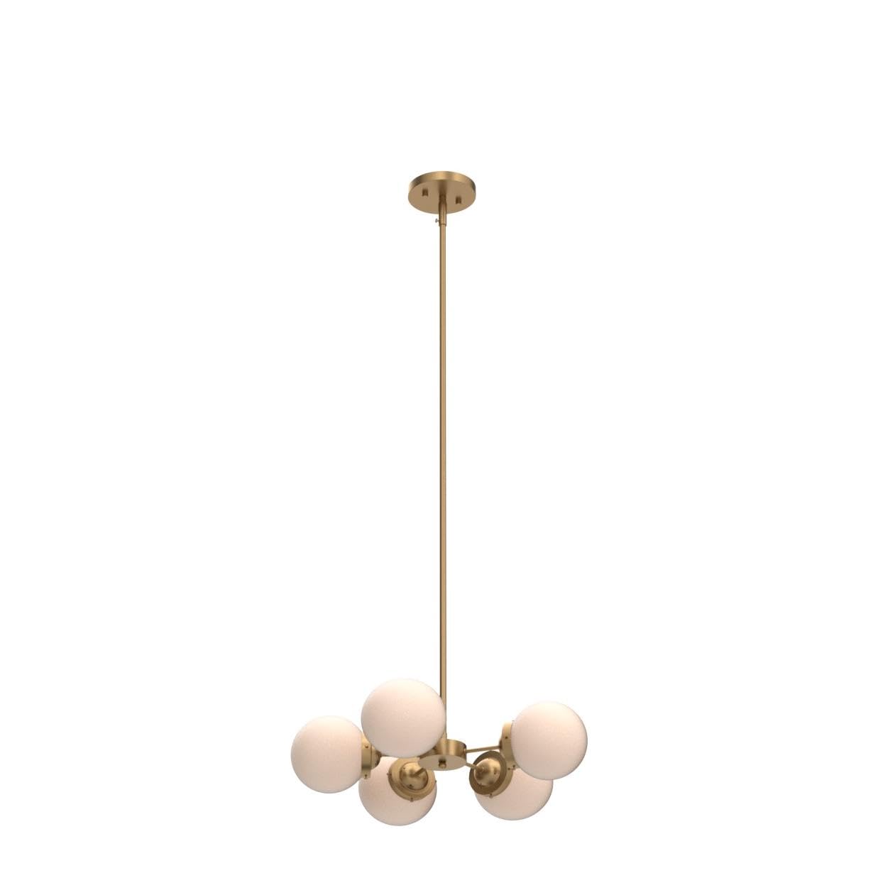 Modern Gold Chandelier Lighting Fixture - 5-Light Globe Design with Frosted Glass Shades for Dining Room, Bedroom, Foyer & Kitchen | Elegant Ceiling Light for Home Decor & Interior Design