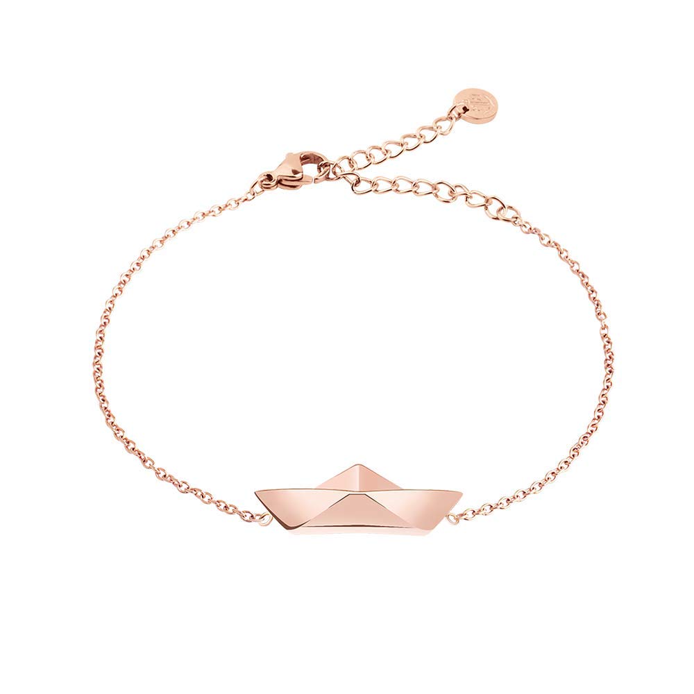 PAUL HEWITT Women's Rose Gold Bracelet Ahoy - Stainless Steel Adjustable Bracelet with Rose Gold Plated Paper Boat Charm Pendant | Elegant Jewelry Gift for Her, Birthday, Anniversary, Valentine's Day | Perfect for Everyday Wear, Office, Date Night, Special Occasions