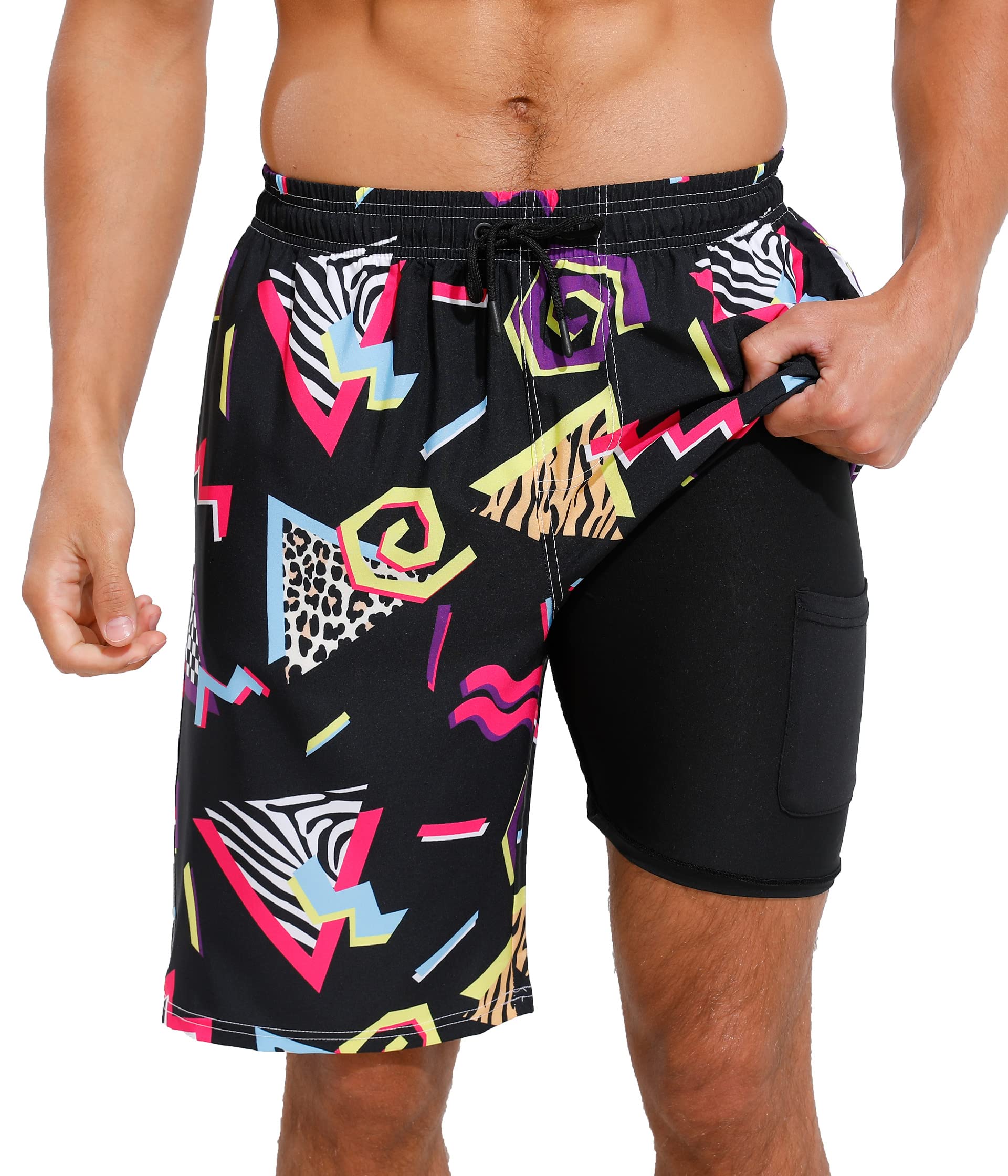 **Men's Quick Dry Swim Trunks with Compression Liner - UPF 50+ Surf & Beach Shorts for Swimming, Surfing, Sports & Summer Vacations**