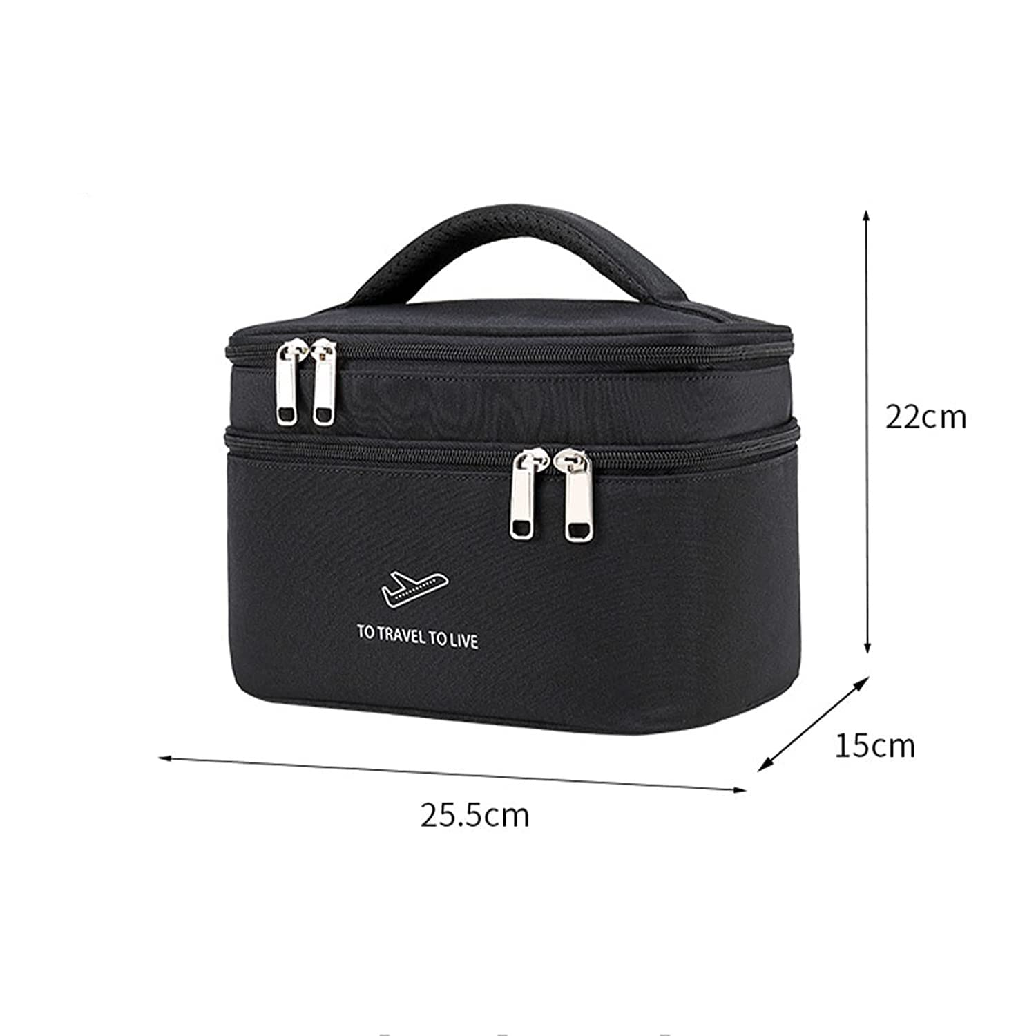 Double Layer Large Capacity Waterproof Makeup Bag for Women - Travel Toiletry Organizer with Washable Storage (22x15x25.5cm) - Perfect for Vacation, Gym & Daily Cosmetics Organization (Color A)