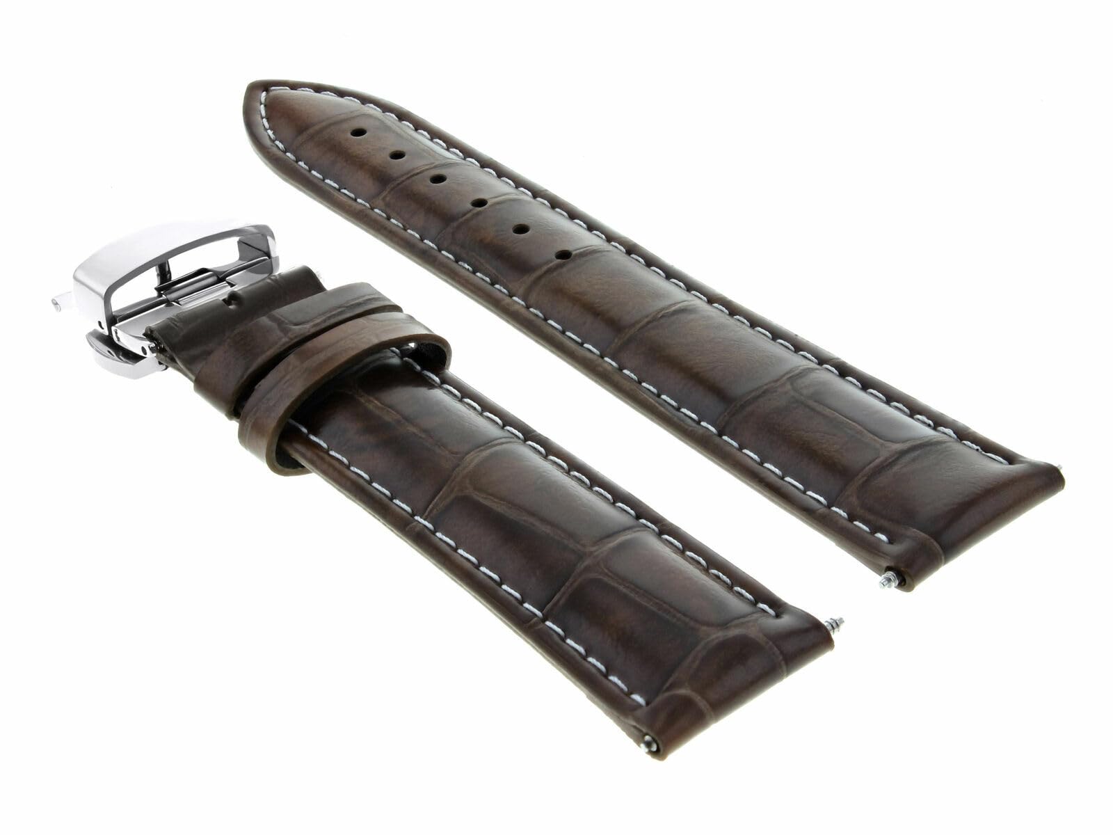 22mm Genuine Leather Watch Band Strap for Tissot Le Locle - Dark Brown with White Stitching | Replacement Watch Strap | Perfect for Business, Casual & Formal Occasions