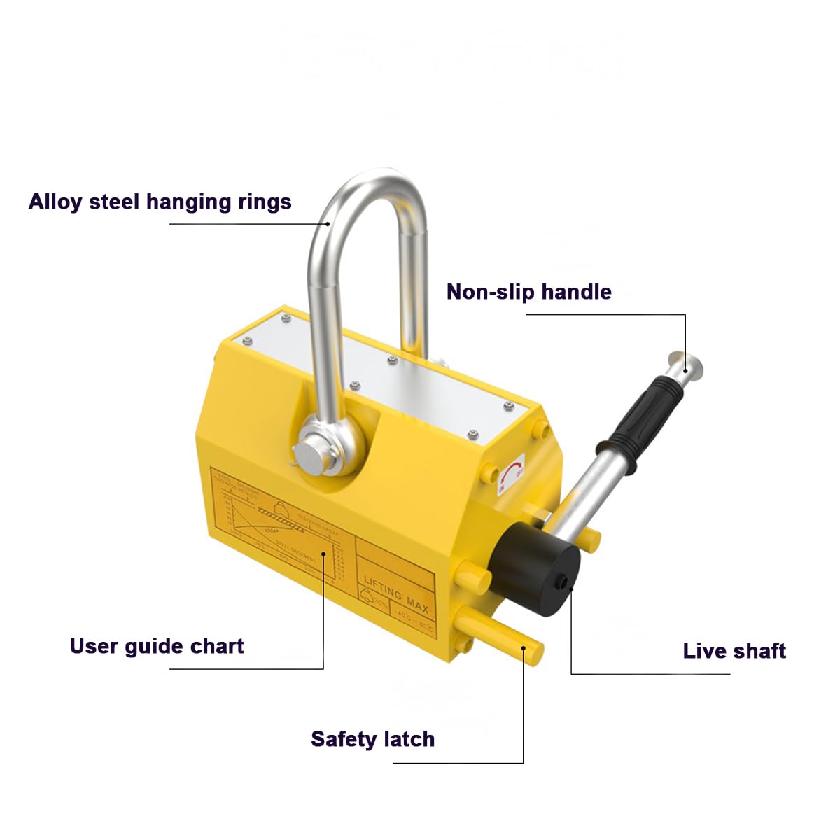 220 lb Permanent Magnetic Lifter - Heavy Duty Rare Earth Magnet for Lifting Steel Plates & Metal Boards - Shop Crane & Hoist Accessory - Ideal for Metalworking, Construction & Industrial Applications