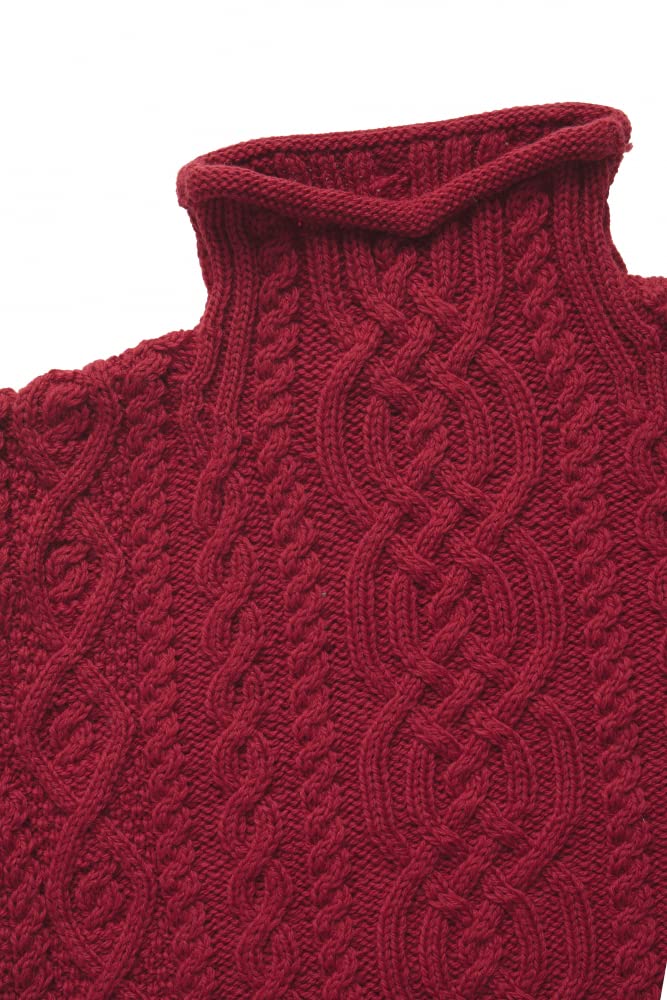 Aran Crafts Women's Traditional Irish Funnel Neck Sweater - 100% Merino Wool, Warm Winter Knitwear for Women, Perfect for Christmas Gifts & Cozy Outfits