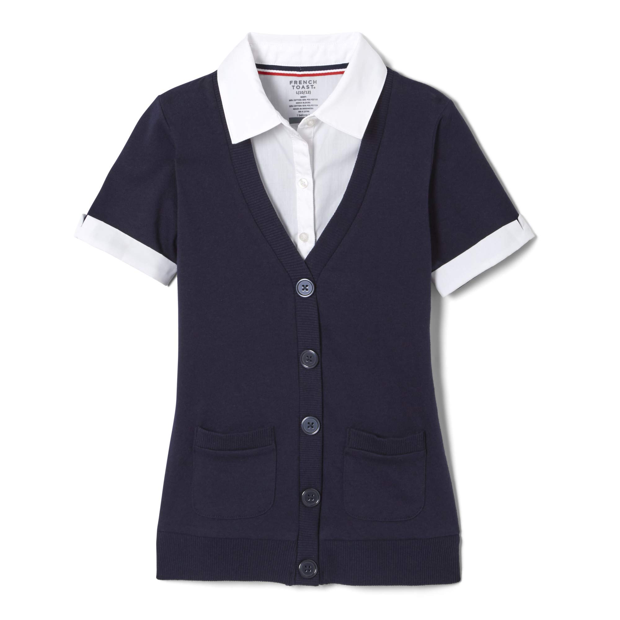 French Toast Girls' Cardigan Blouse 2-Pack - Soft Knit Button-Up Sweater Top for School & Layering   (Note: I've made the following improvements: 1. Added 