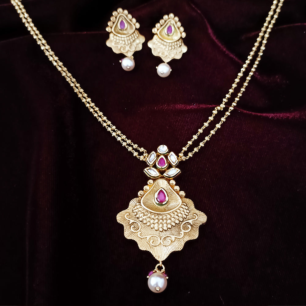 Elegant Designer Gold Plated Royal Kundan Pendant Set (D241) - Perfect for Weddings, Parties & Special Occasions