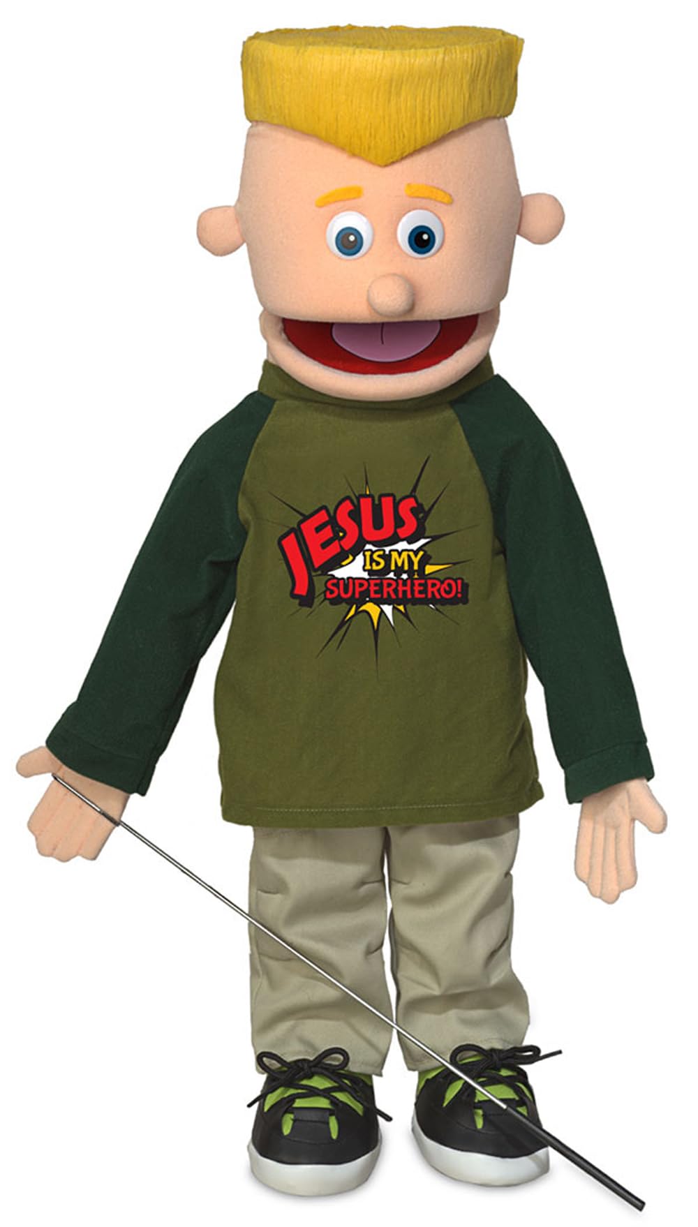 Jesus Is My Superhero - 25 Inch Full Body Boy Puppet for Christian Storytelling, Sunday School, and Kids Bible Lessons