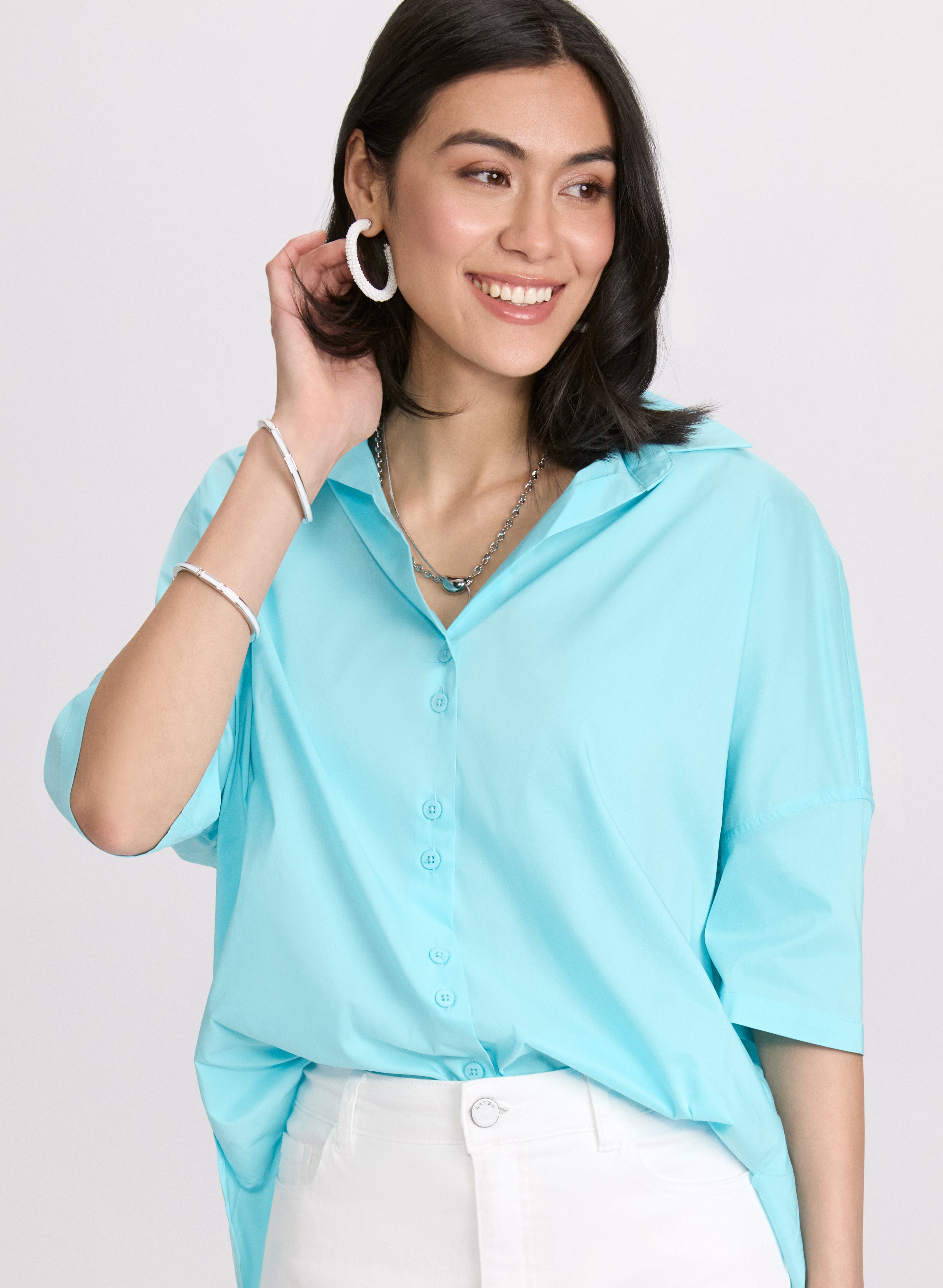 Women's Soft Cotton Button Up Blouse - Casual Long Sleeve Shirt for Work & Everyday Wear | Perfect for Office, Dates & Spring Outfits