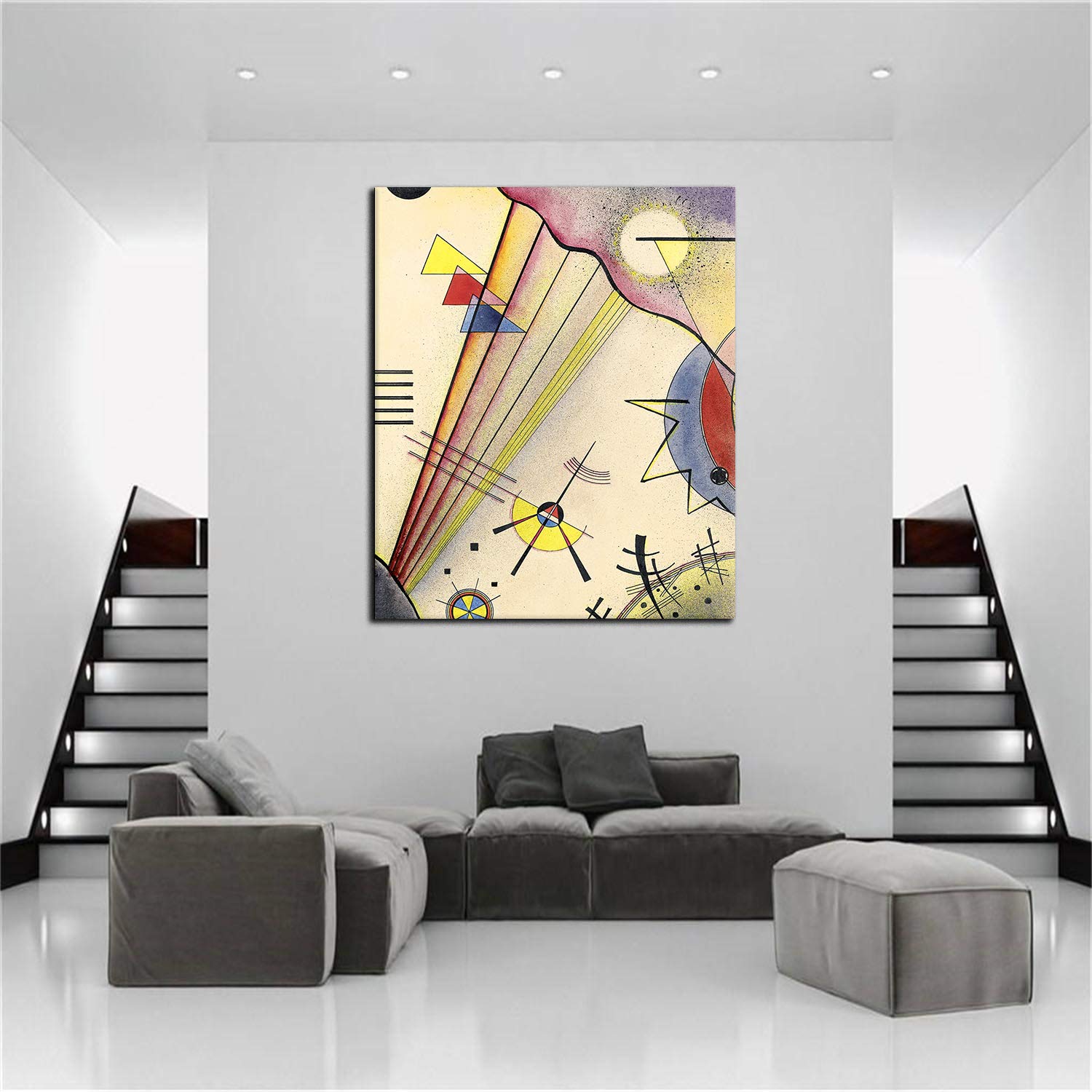 ZENDA Wassily Kandinsky Abstract Wall Art - Ready to Hang Wrapped Canvas Print for Modern Home & Office Decor - Perfect for Living Room, Bedroom & Office Spaces