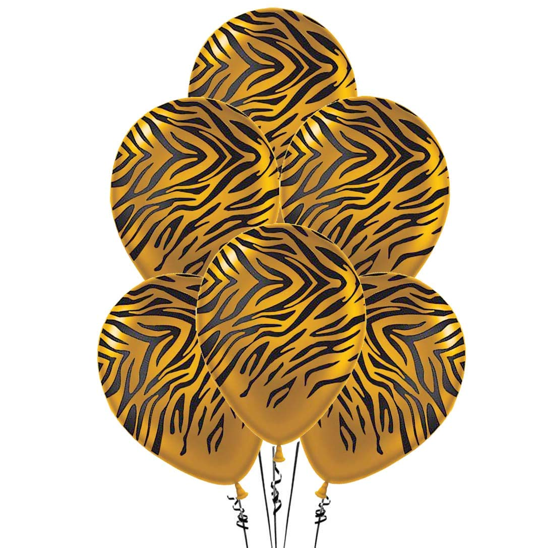 Premium 11 Inch Metallic Gold Zebra Balloons with All-Over Black Stripes - Pack of 100 for Birthday Parties, Baby Showers & Themed Events