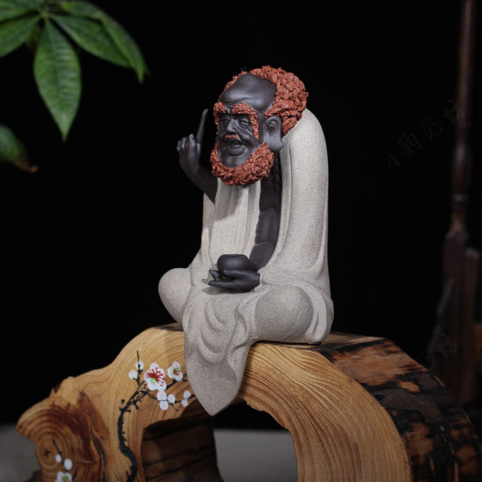 KKONION Modern Bodhidharma Statue - Handcrafted Ceramic Lucky Sculpture for Home Decor, Zen Meditation Room & Office Feng Shui Art Gift