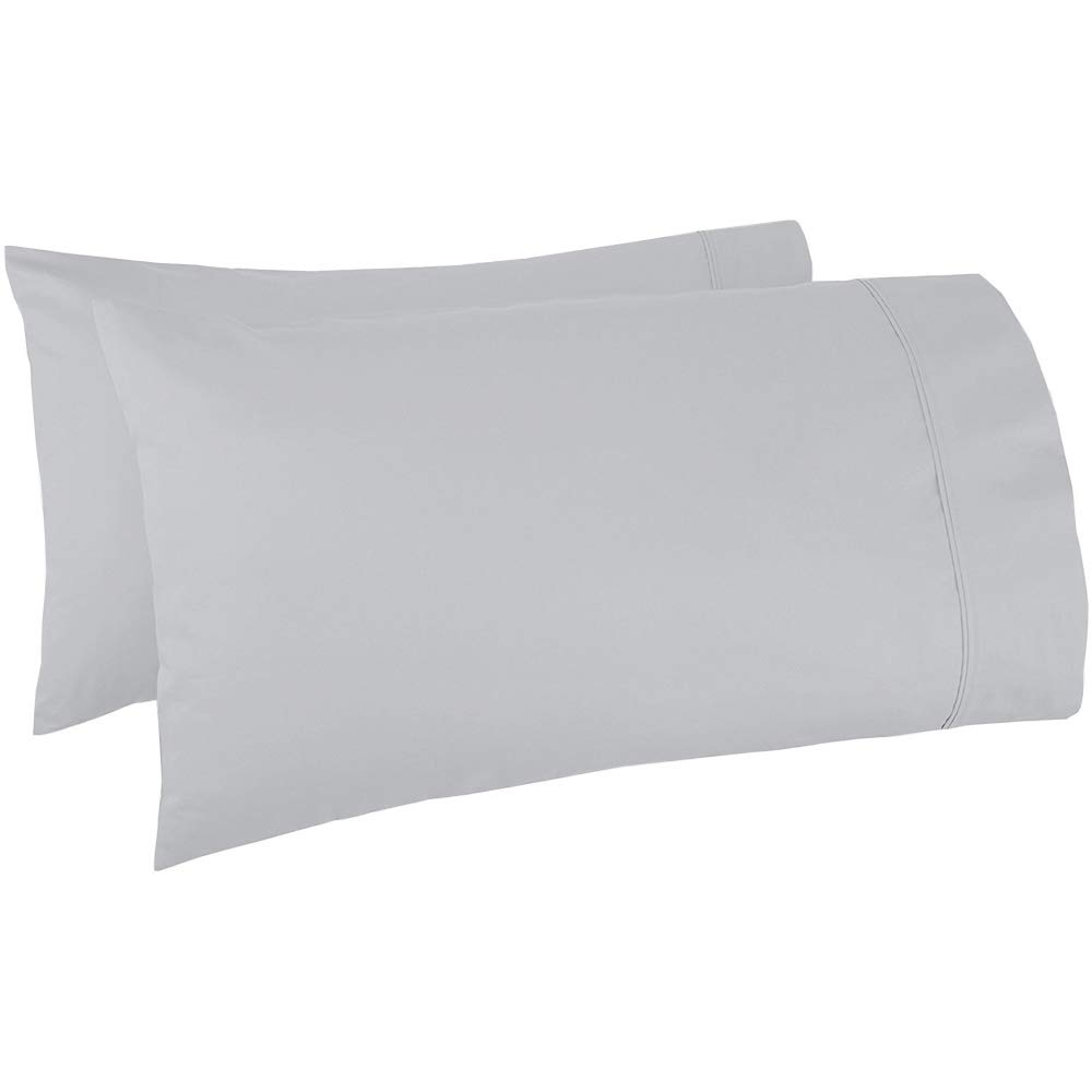Premium 2-Pack King Size Giza Cotton Pillowcases - 20x40 Inches, Light Grey Solid - Luxury Soft & Breathable Bedding for Hotels, Home & Guest Rooms