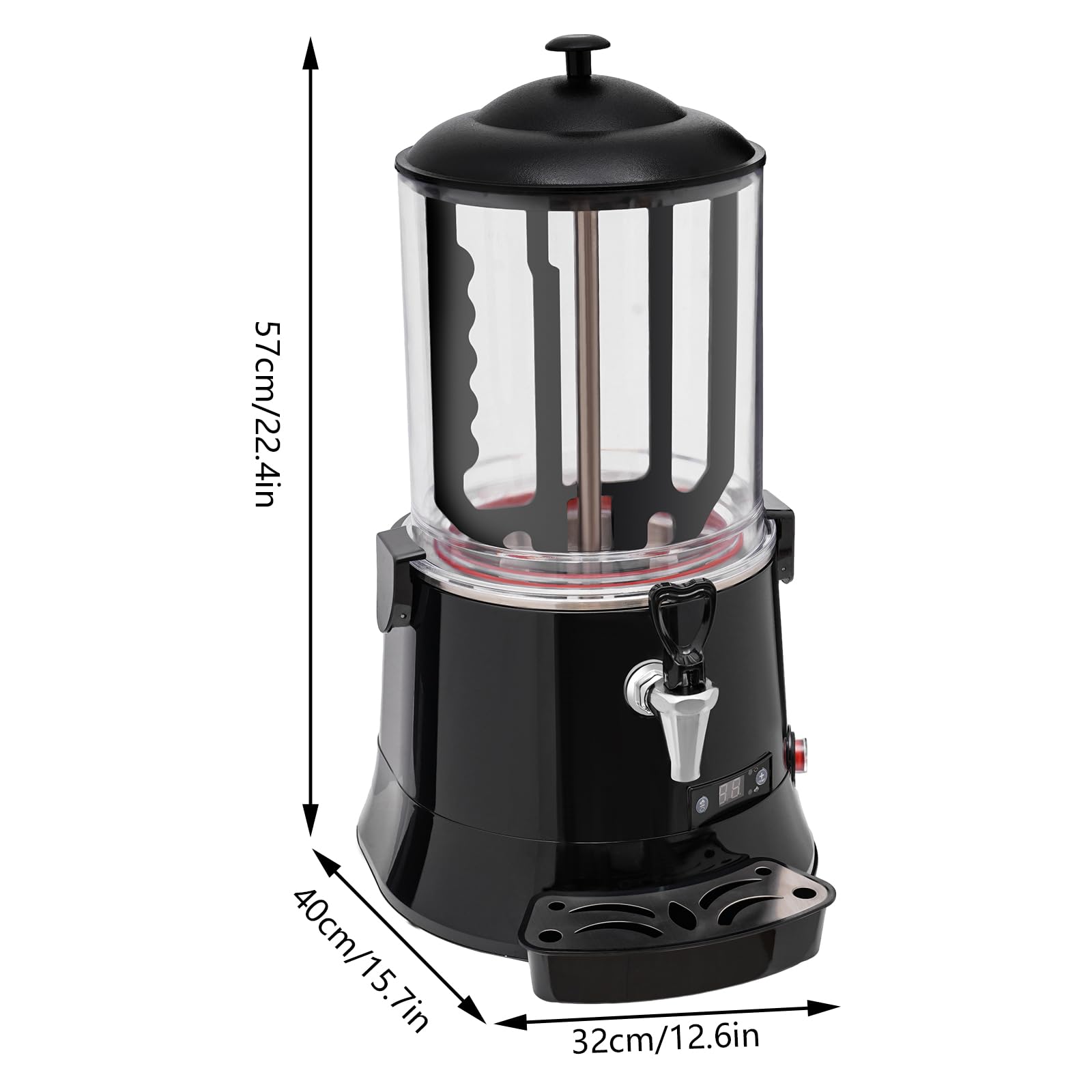 10L Commercial Hot Chocolate Maker Machine with Faucet - 400W 110V Hot Beverage Warmer for Chocolate, Coffee & Milk - Perfect for Cafes, Restaurants & Catering Events (10L-Black)