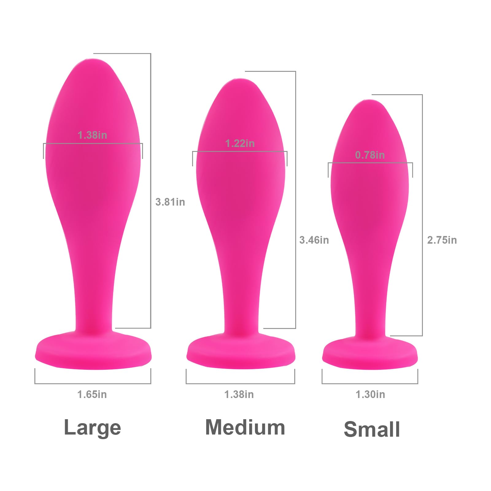 3pcs Jeweled Silicone Anal Plugs Set - Anal Training Kit for Women, Men & Couples | Comfortable Butt Plug Sex Toys for Beginners & Advanced Users | Perfect for Solo Play, Couples Fun & BDSM Exploration (Pink)