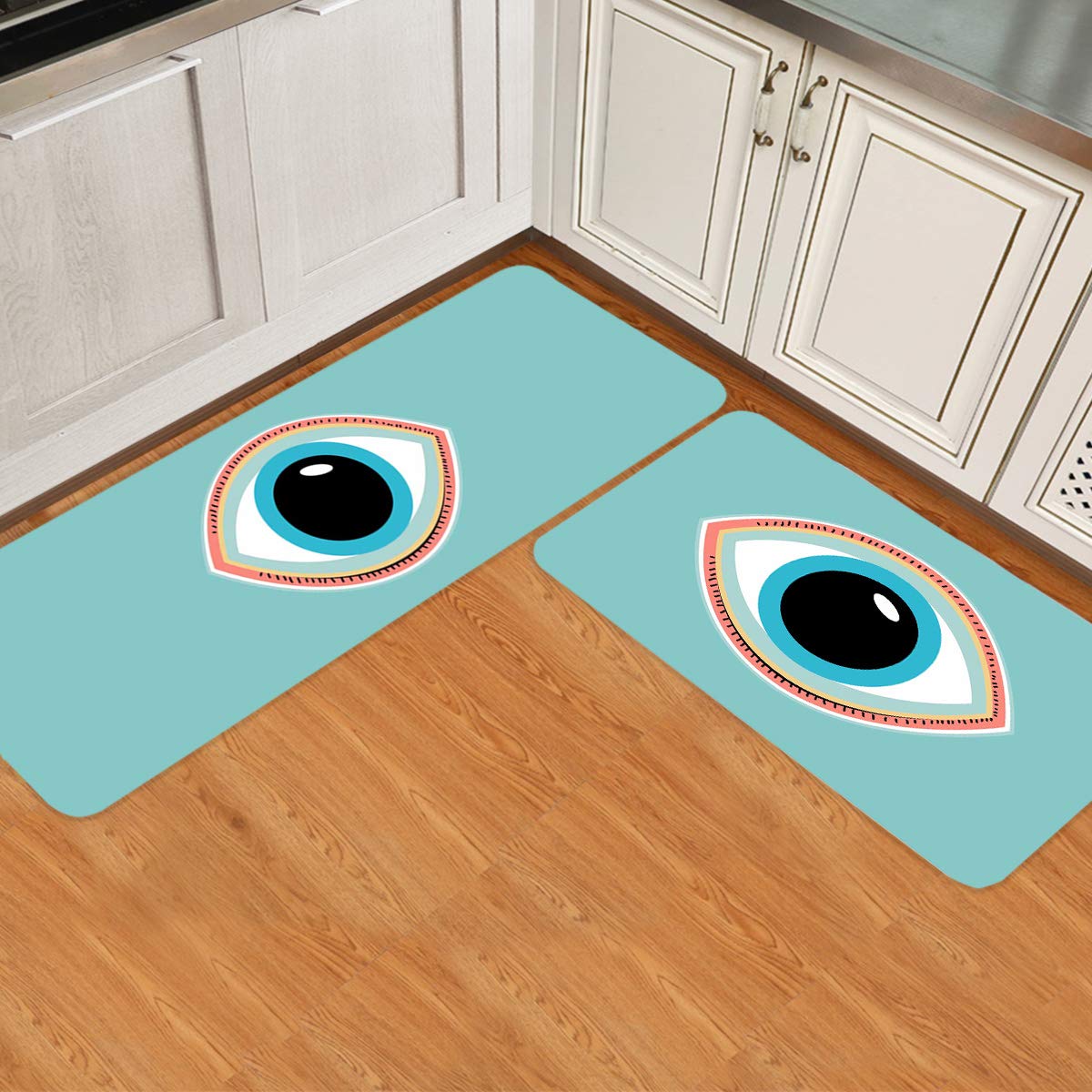 Premium 2-Piece Non-Slip Kitchen Runner Rugs Set - Cushioned Anti-Fatigue Floor Mats, Waterproof & Comfortable Standing Mats for Hard Floors (23.6x35.4in + 23.6x70.9in) - Perfect for Kitchens, Laundry Rooms & High-Traffic Areas