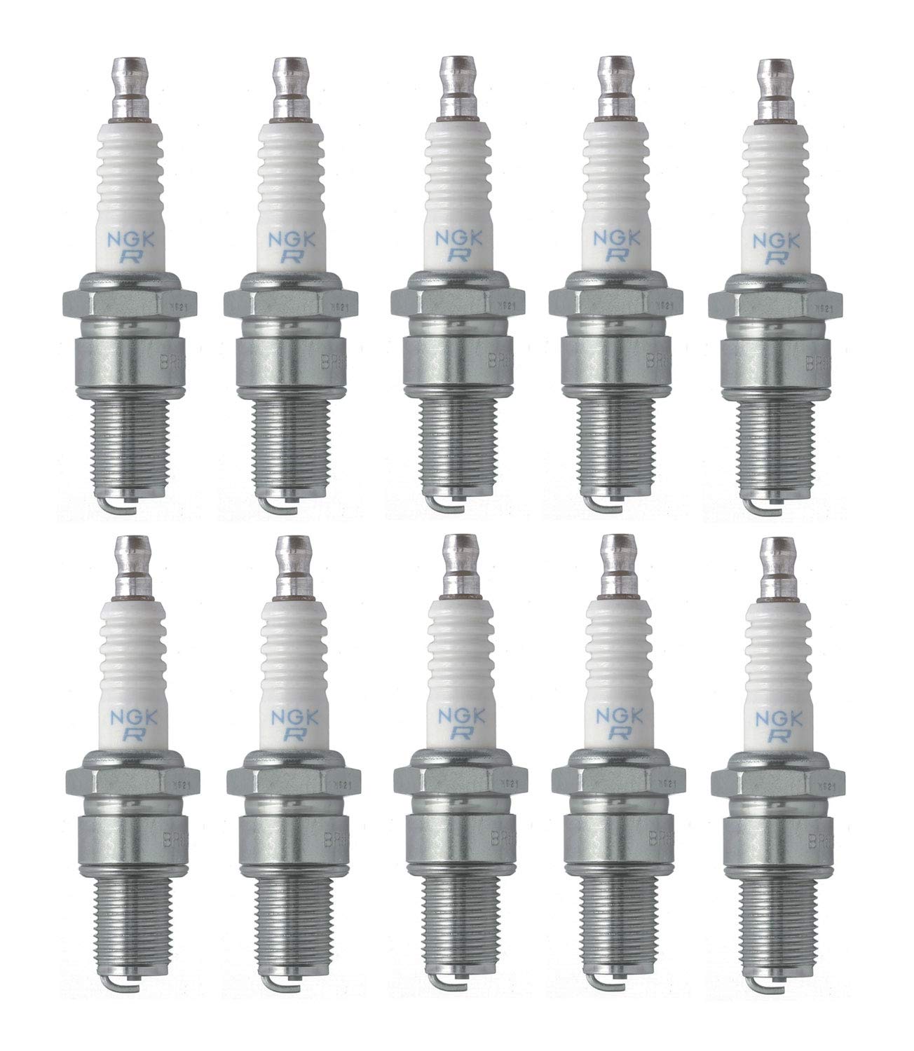 NGK 5722 BR9ES Spark Plugs - Pack of 10 | High Performance Copper Core for Motorcycles, ATVs & Snowmobiles | Reliable Ignition in Cold Weather & High RPM Conditions