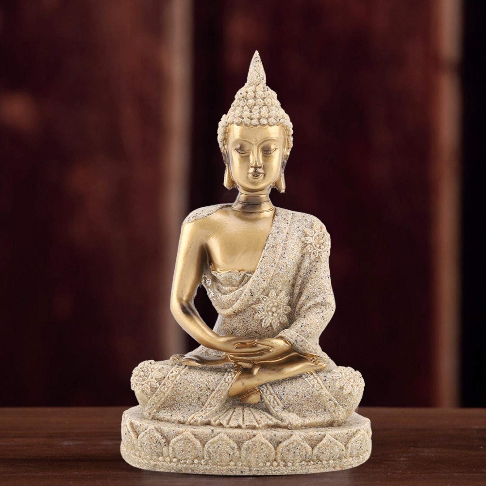 03 Handcrafted Gold Buddha Statue - Exquisite Carving Home Decor for Meditation, Living Room & Office | Spiritual Gift & Feng Shui Ornament