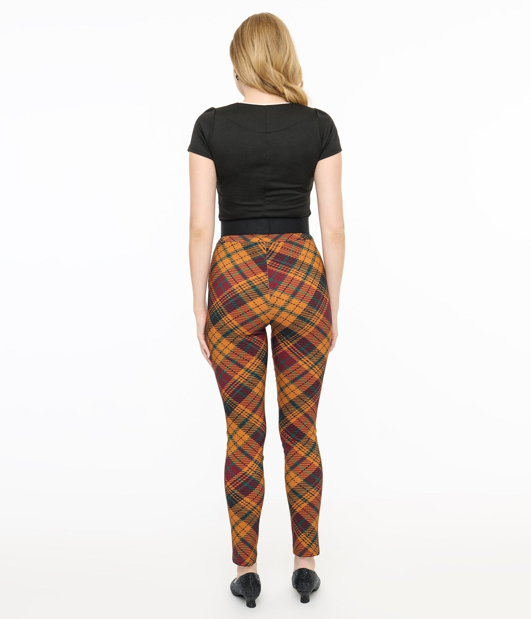 Vintage 1960s Mustard & Burgundy Plaid High Waist Cigarette Pants - Retro Women's Fashion for Office, Date Night & Special Occasions