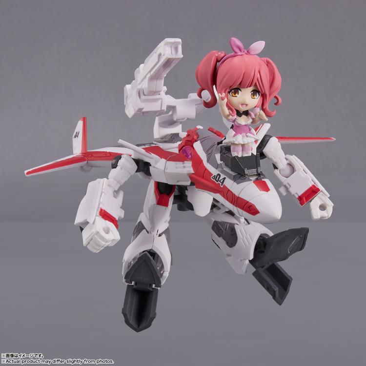 Bandai Tiny Session Macross Frontier VF-31C Siegfried (Mirage Use Version) & Makina Nakajima Action Figure Set - Collectible Anime Model Kit for Display & Gifts