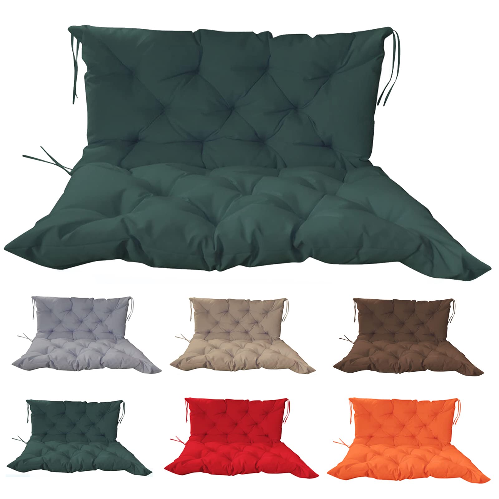 Premium Waterproof Outdoor Bench Cushion with Backrest - Thick Overstuffed Swing Seat Pad for Garden, Patio & Porch - Durable 2-3 Seater Replacement Cushion (59.06x39.37 Inch, Dark Green) - Perfect for Swing Gliders, Outdoor Furniture & Indoor Lounging