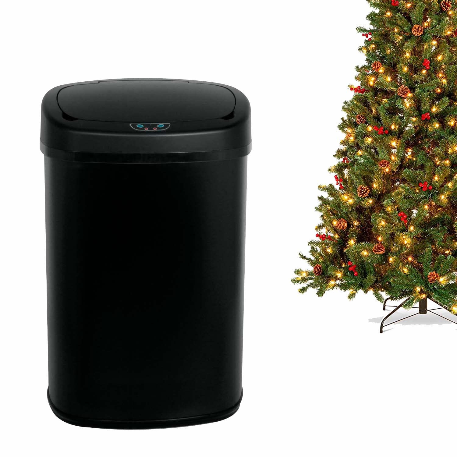 Stainless Steel 13 Gallon Automatic Touchless Trash Can with Lid - Large Capacity Garbage Bin for Kitchen, Home & Office (Black) | Perfect for Hands-Free Waste Disposal in Modern Spaces