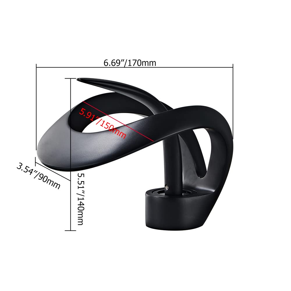 Lovedima Elegant Waterfall Single Handle 1-Hole Bathroom Vessel Sink Faucet - Solid Brass Lavatory Vanity Sink Faucet in Black | Perfect for Modern Bathrooms, Powder Rooms & Luxury Vanities
