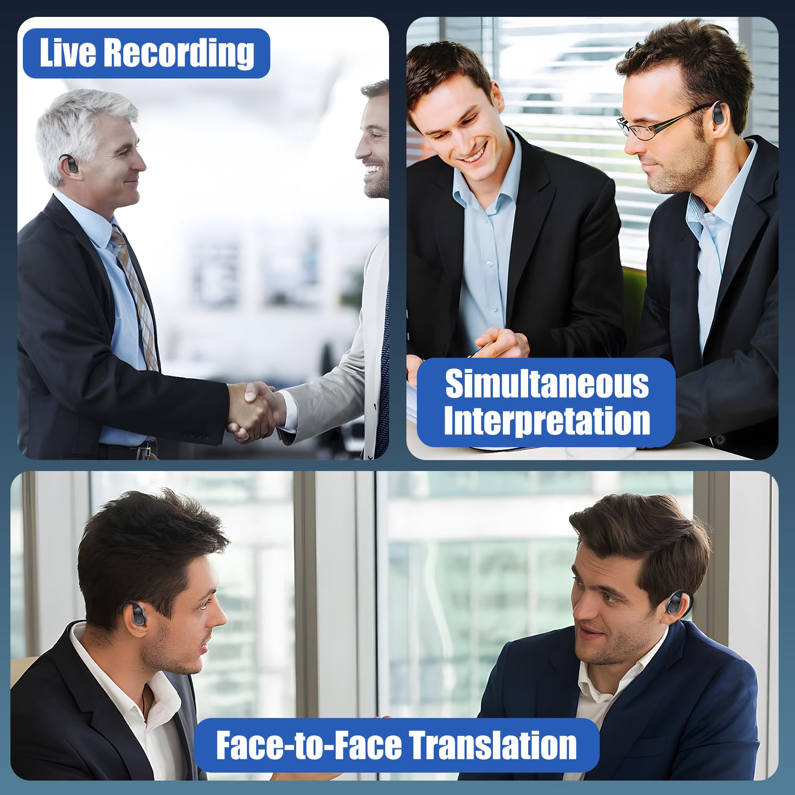 AI Translator Earbuds - Real-Time 144 Language Translation Wireless Bluetooth Earbuds, 3-in-1 Instant Two-Way Translator for Travel, Business Meetings & Language Learning | Perfect for International Travel, Business Negotiations & Study Abroad