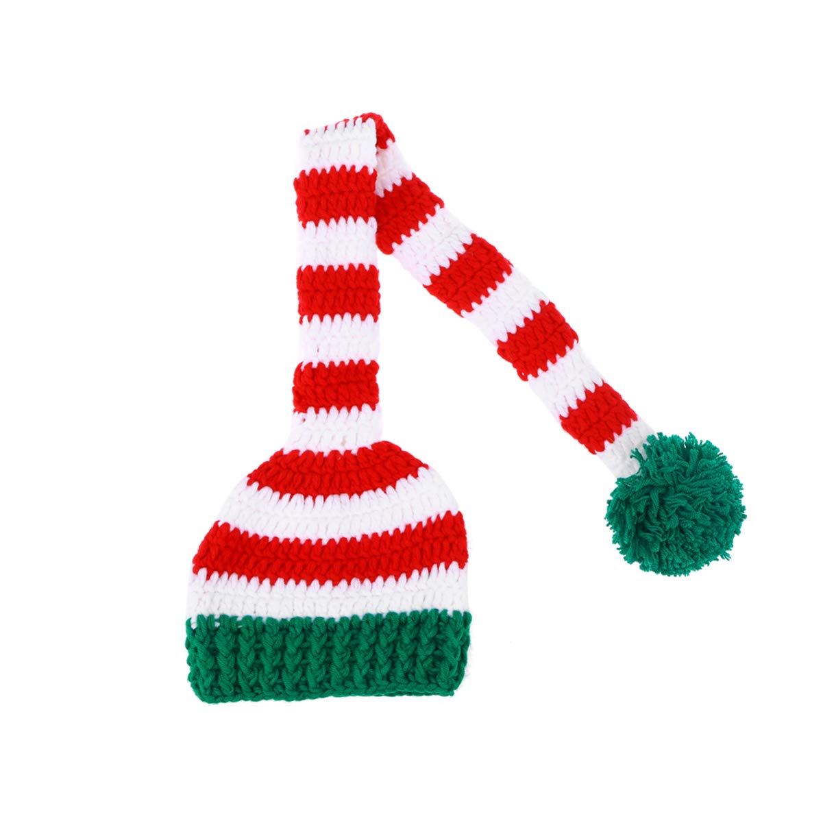 Baby Christmas Long Tail Crochet Beanie Knit Hat - Newborn Photoshoot Prop & Stocking Cap for Holiday Pictures, Winter Newborn Photography, Xmas Gift & Seasonal Accessories