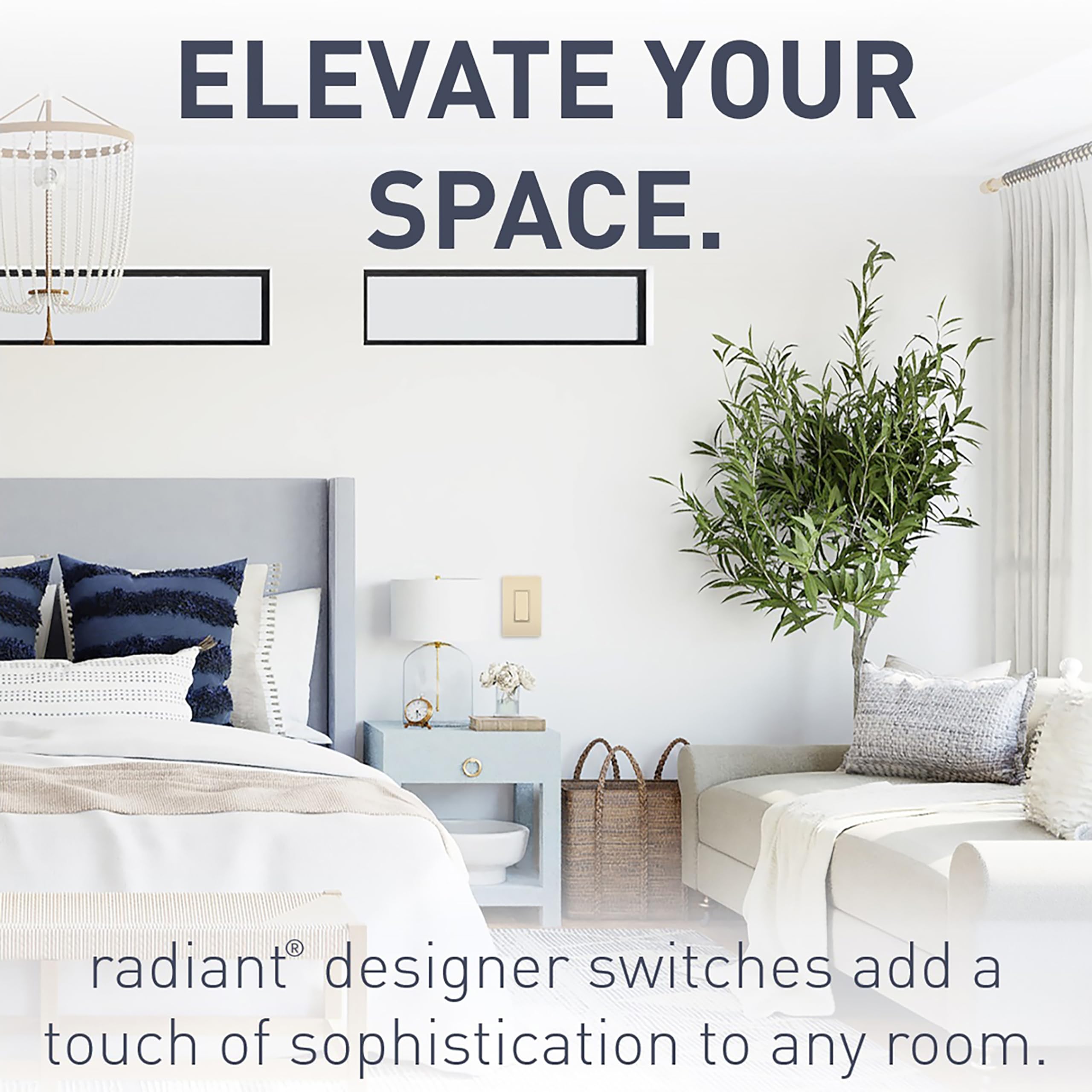 Legrand TM870ISLCC10 15 Amp Rocker Wall Switch with Locator Light, Single Pole Decorator Light Switch in Ivory (1-Pack) - Perfect for Bedrooms, Hallways, and Stairwells